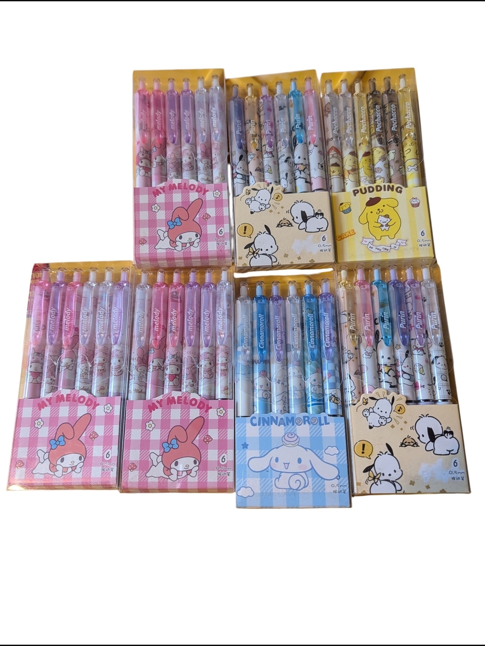 Sanrio Pastel Character Gel Pen Pack - Pink, Blue, Yellow, Purple